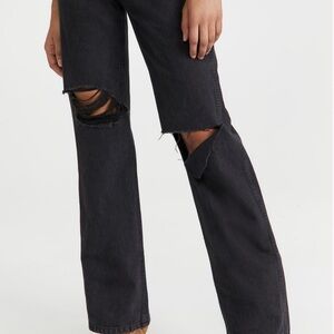 Re/done High Rise Rigid Loose Jean Black